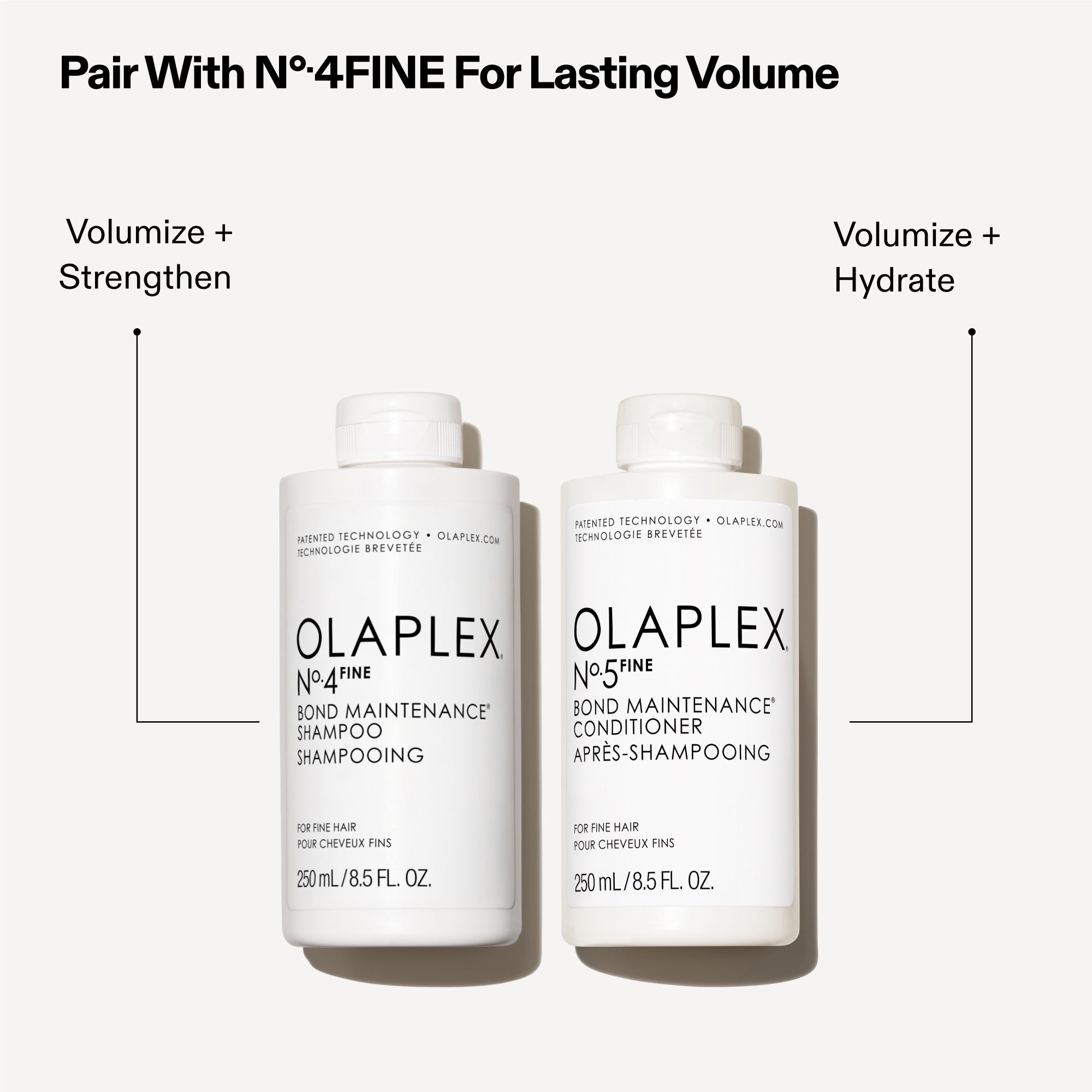 Pair With No.4FINE for Lasting Volume
No.4F - Volumize + Strengthen
No.5F - Volumize + Hydrate
