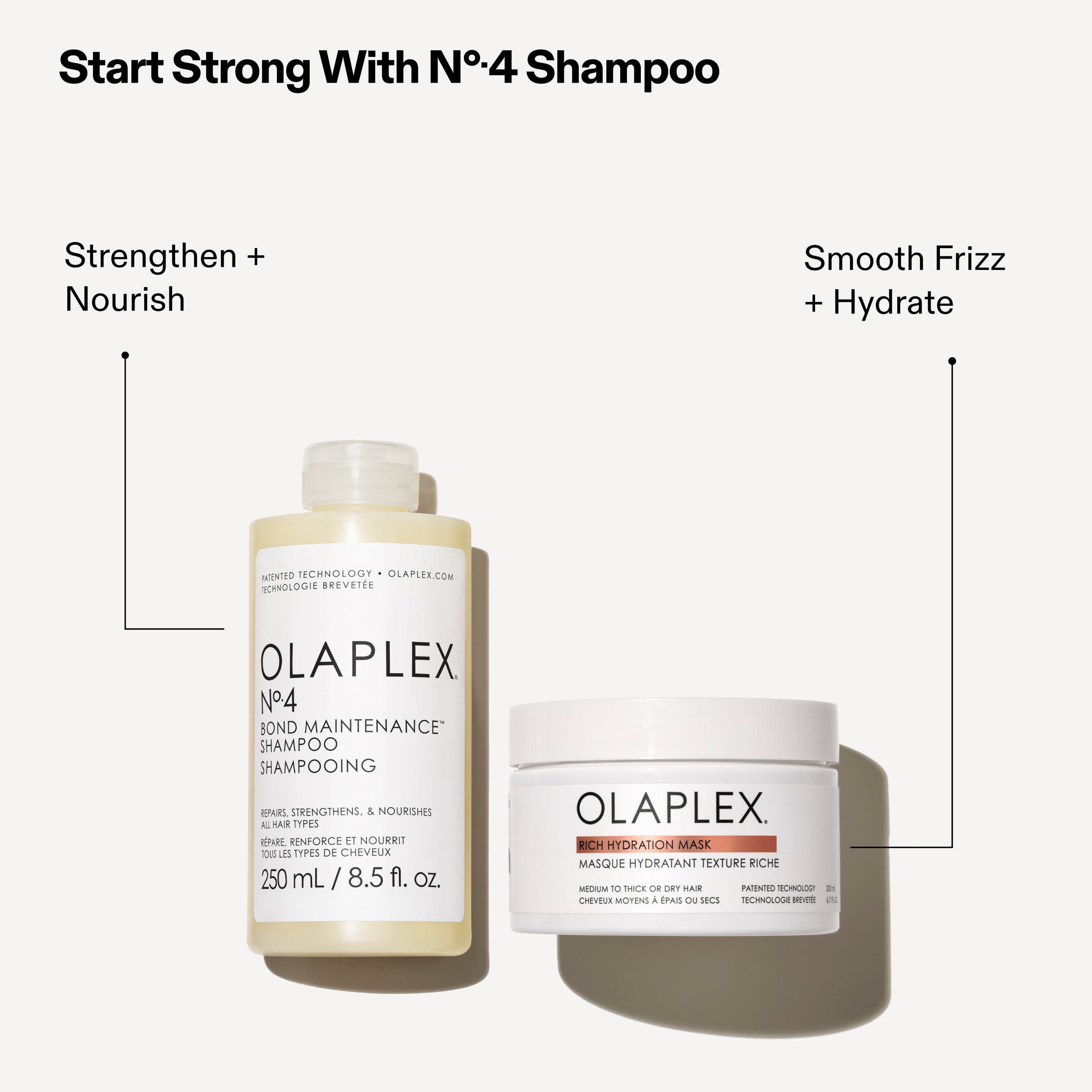Start Strong With N°.4 Shampoo
Strengthen +
Nourish
Smooth Frizz
+ Hydrate