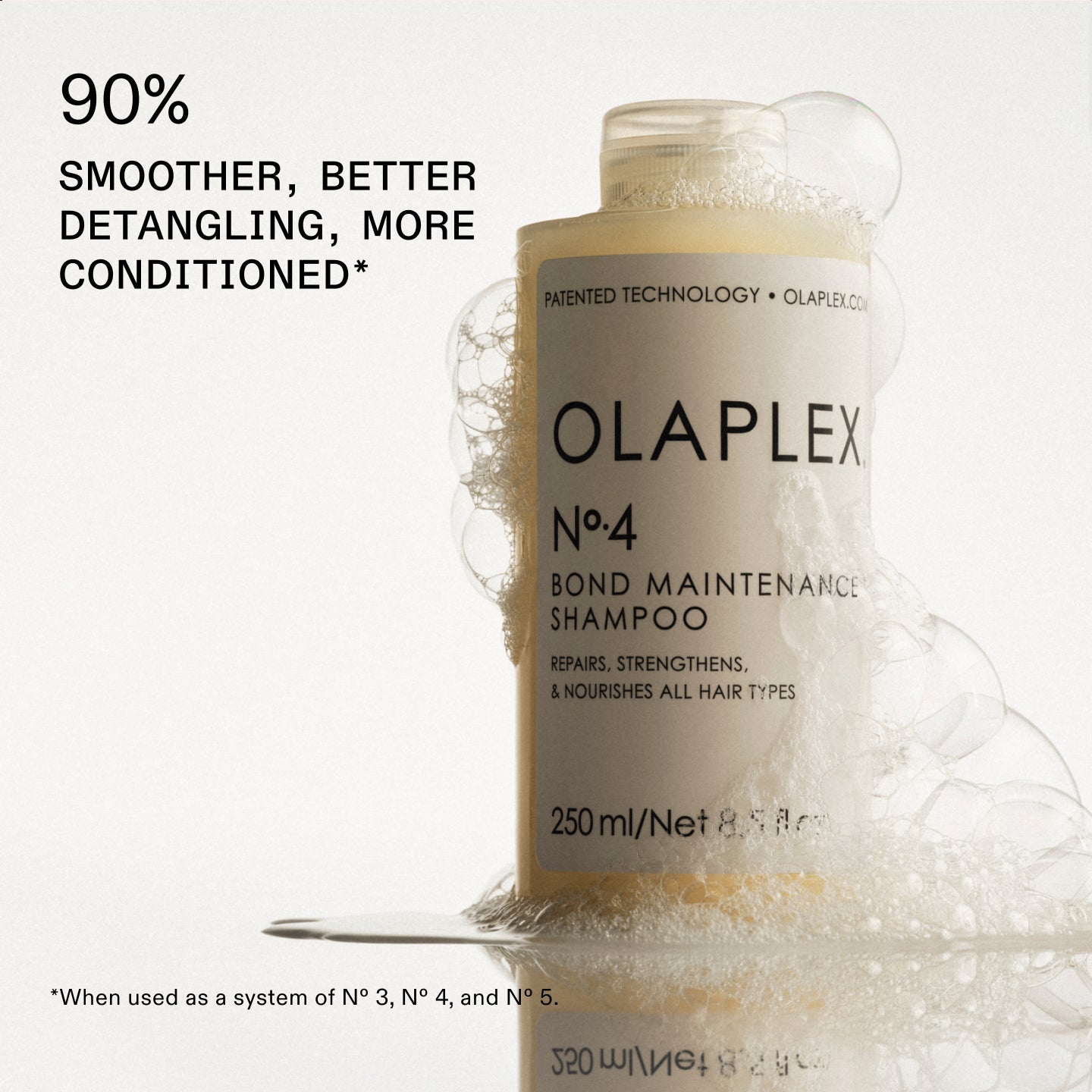 90% SMOOTHER, BETTER DETANGLING, MORE CONDITIONED*
*When used as a system of Nº 3, Nº 4, and Nº 5.
