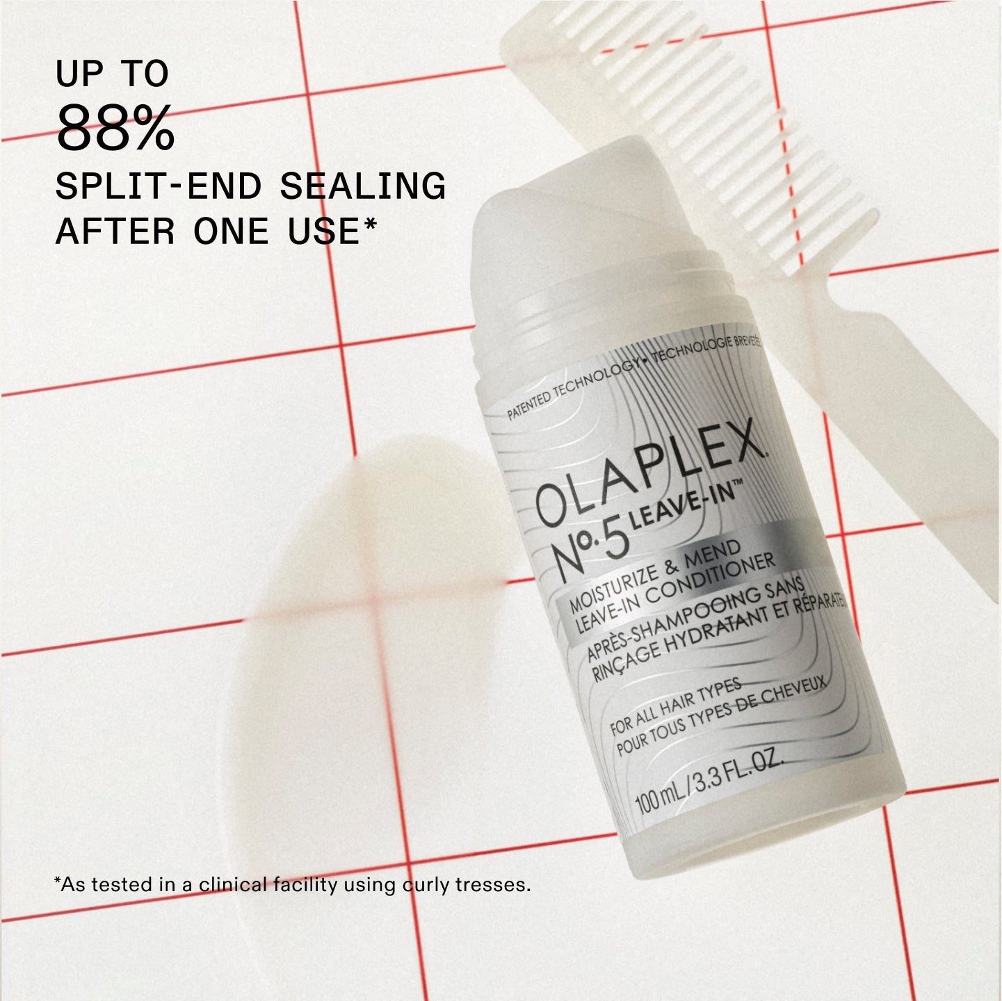 UP TO
88% SPLIT-END SEALING AFTER ONE USE*
*As tested in a clinical facility using curly tresses.