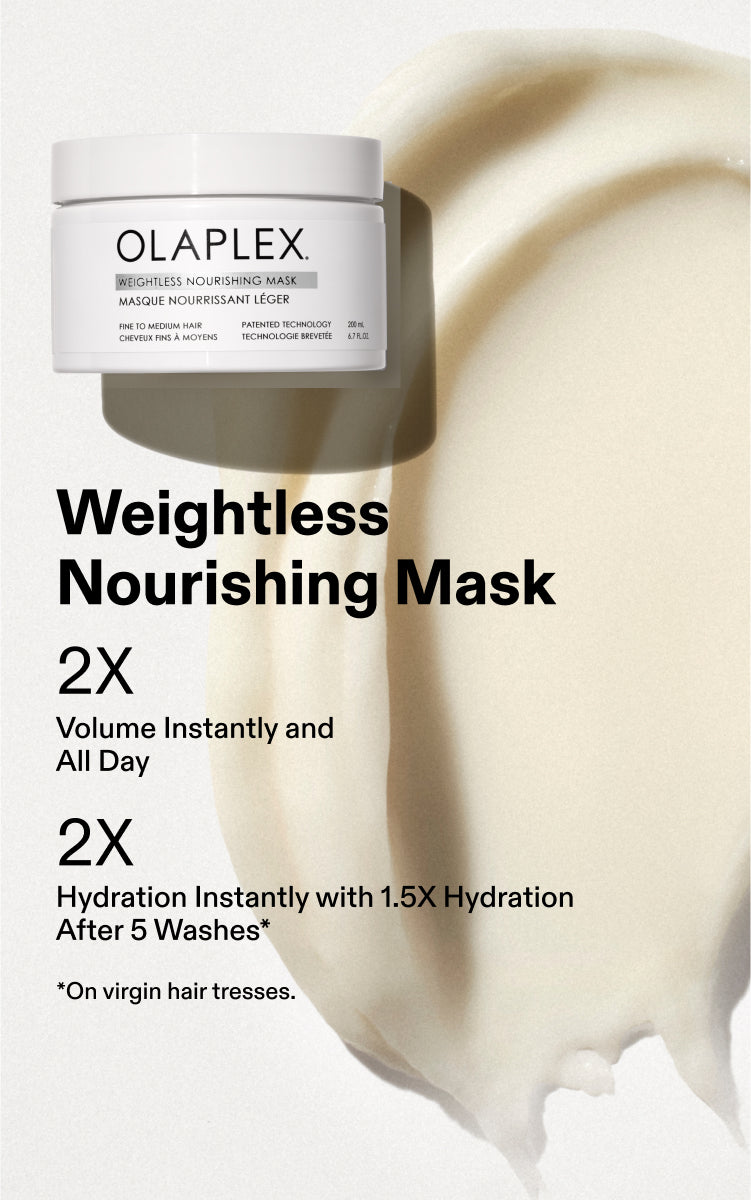 Weightless Nourishing Mask
2X Volume Instantly and All Day
2X Hydration Instantly with 1.5X Hydration After 5 Washes*
*On virgin hair tresses.
