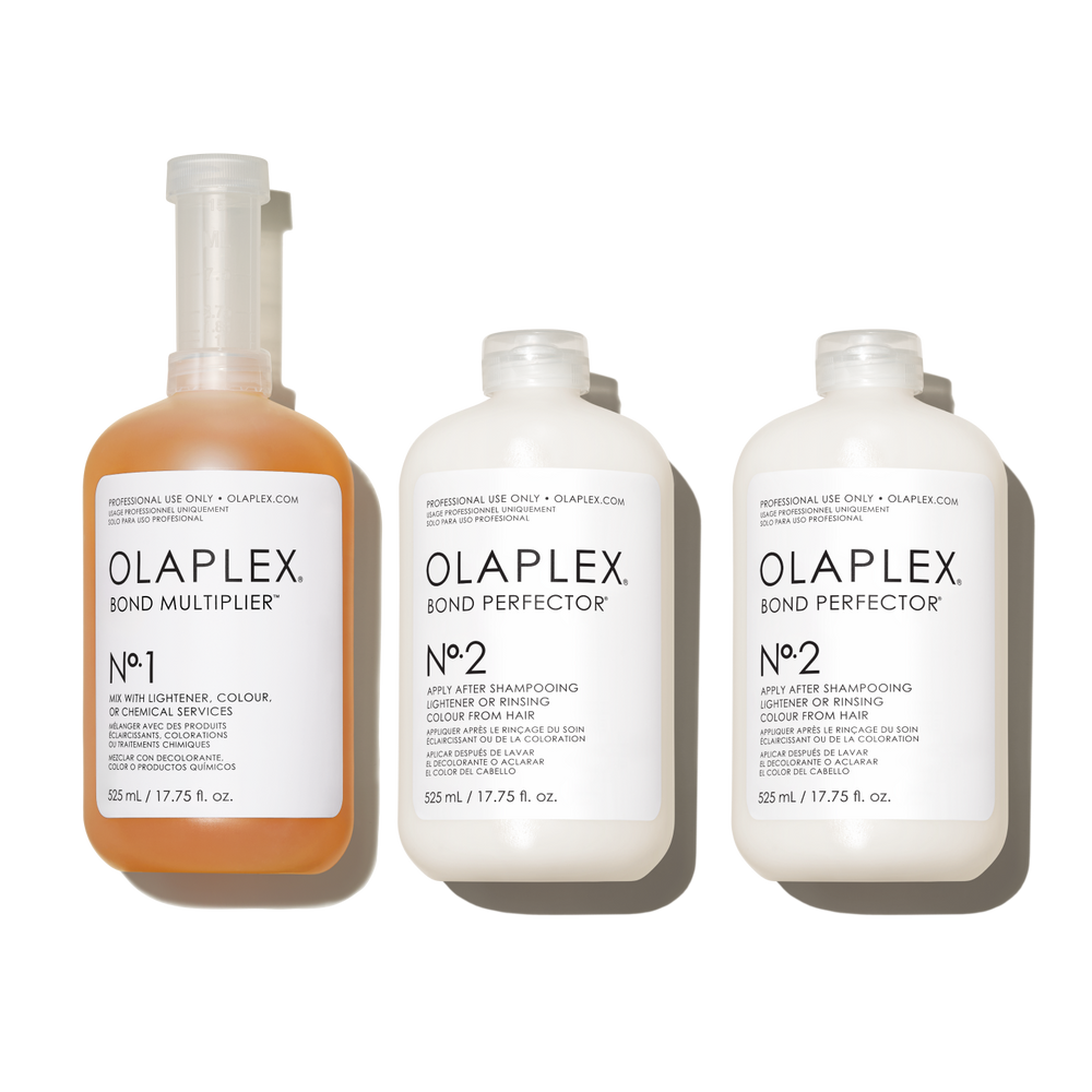 Left Bottle (OLAPLEX N°.1 BOND MULTIPLIER®)

Middle and Right Bottles (OLAPLEX N°.2 BOND PERFECTOR®): - main view