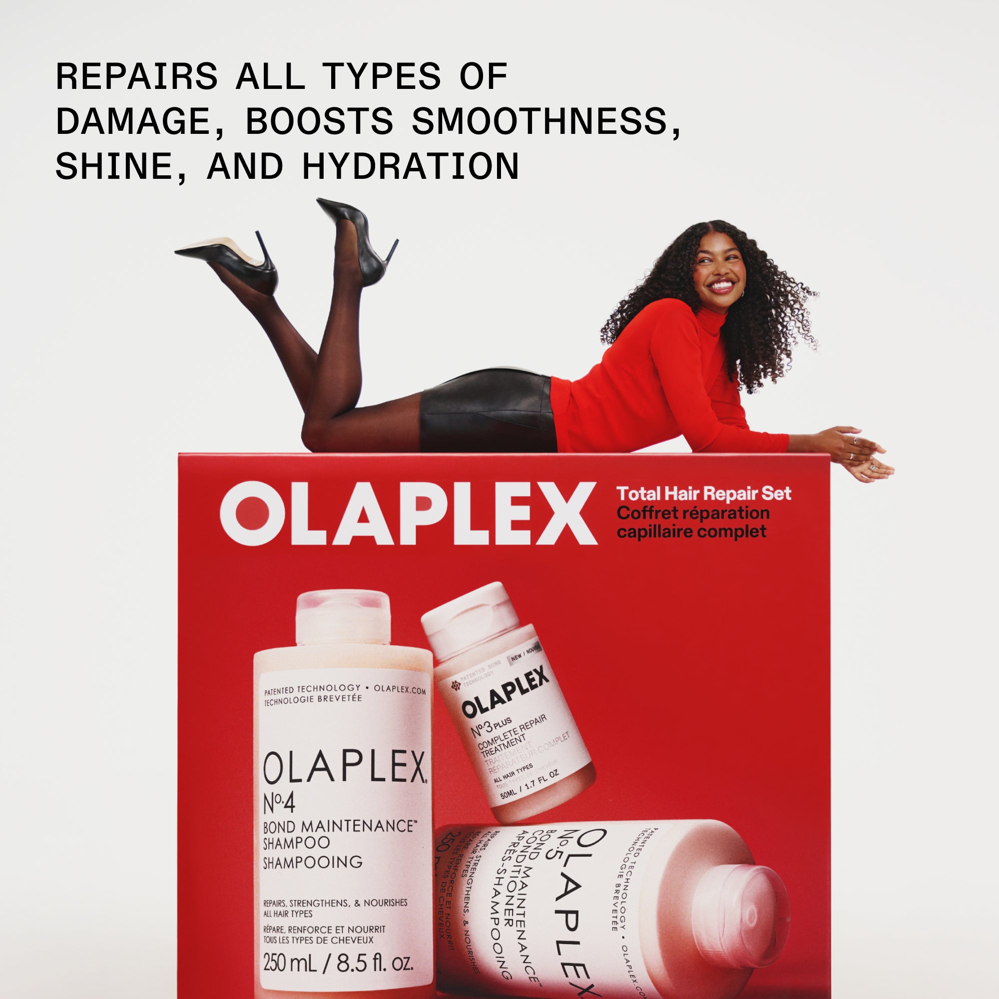 REPAIRS ALL TYPES OF
DAMAGE, BOOSTS SMOOTHNESS, SHINE, AND HYDRATION