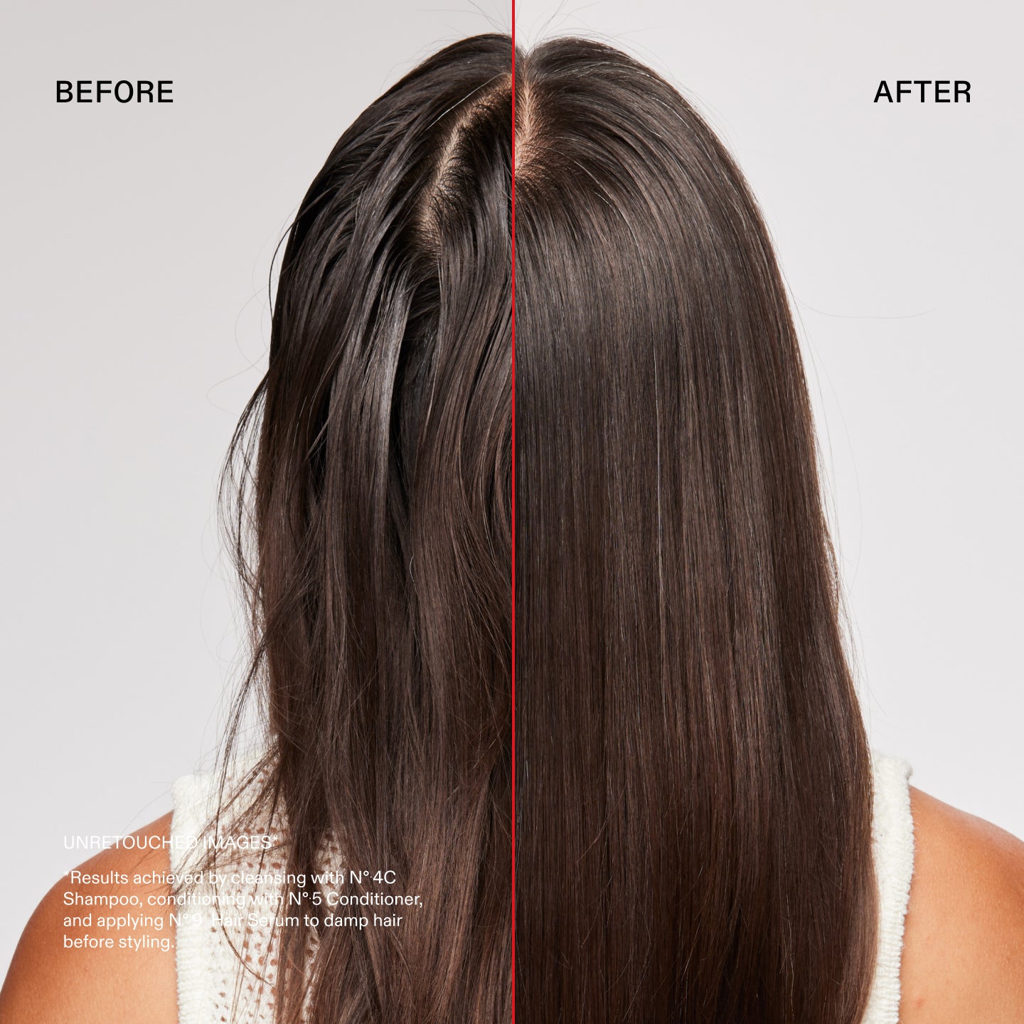 Antes y después
SIN RETOCAR
Resultados obtenidos tras lavar, acondicionar y aplicar el N antes del peinado.
SHAGES
con el Nº.4C y el Nº.5 Conditioner, sobre el cabello húmedo