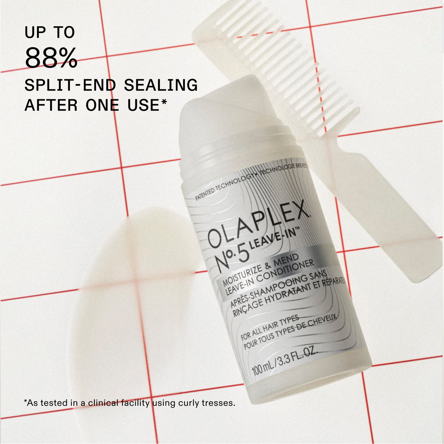 UP TO
88% SPLIT-END SEALING AFTER ONE USE*

*As tested in a clinical facility using curly tresses.
