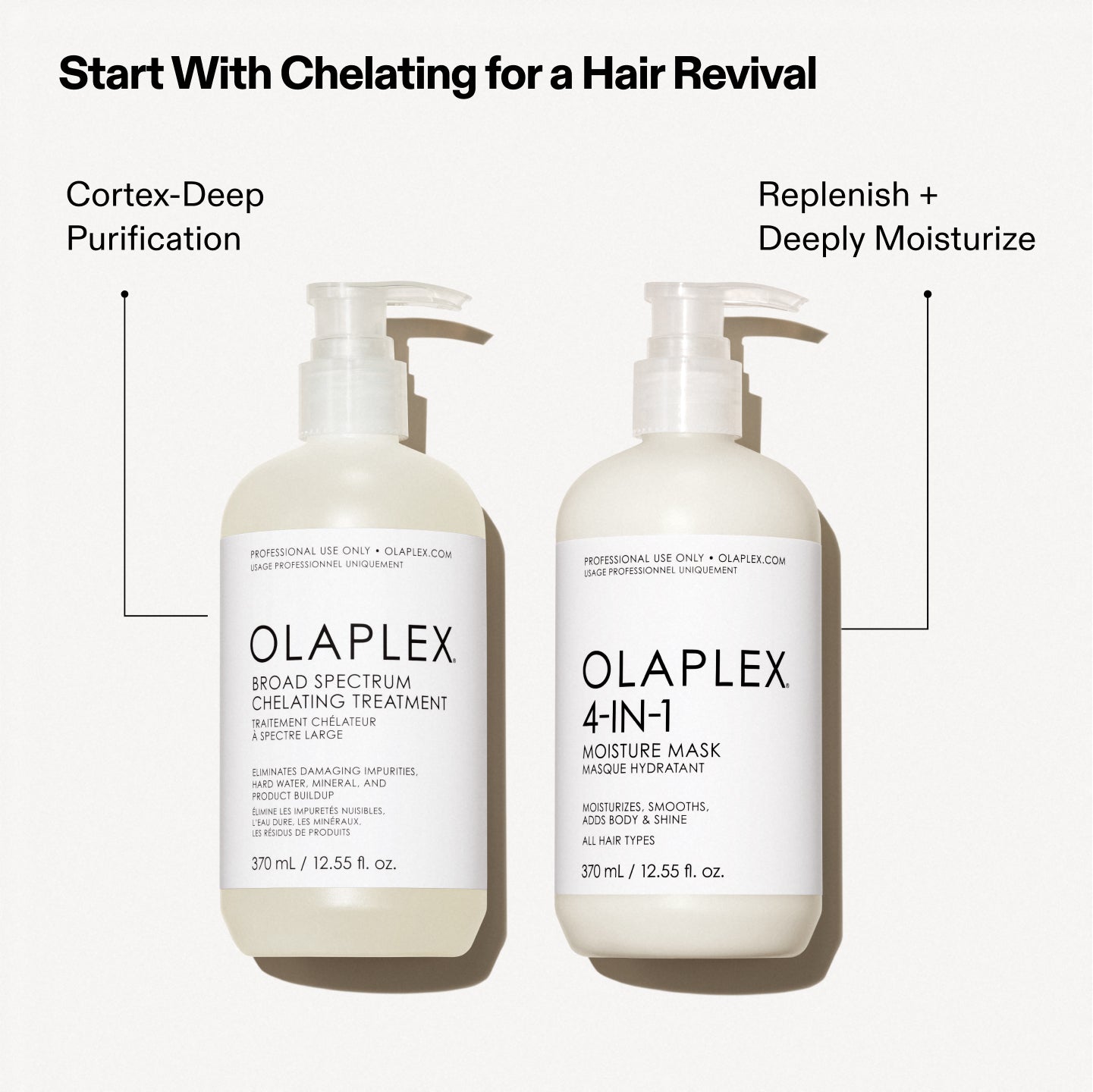 Comienza con la quelación para revitalizar el cabello
Quelación - Purificación profunda de la corteza
4-in-1: nutre e hidrata en profundidad