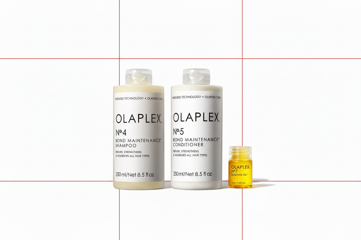 OLAPLEX No.4, No.5 & No.7 — 9-square Red Grid